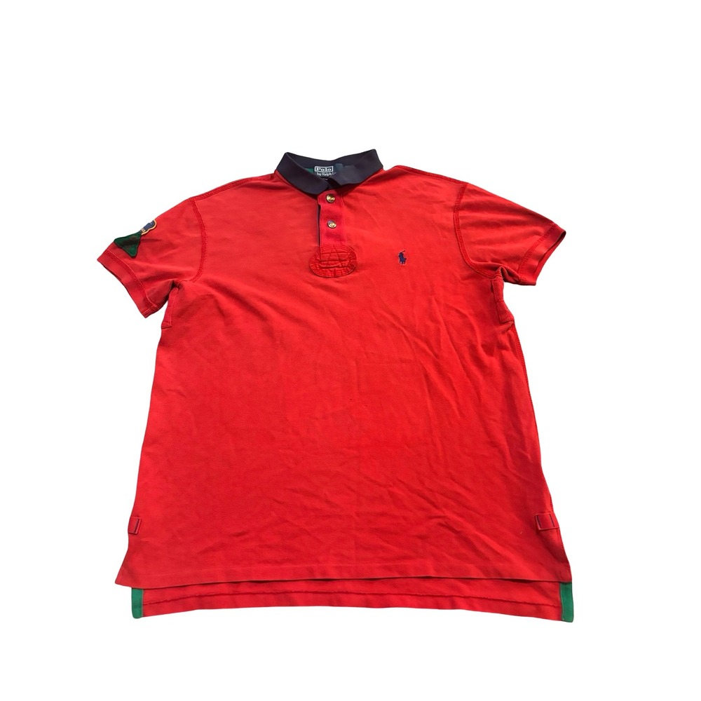 Polo Ralph Lauren Mens Red Polo Shirt Indian Canoe Kayak Club Patch Large